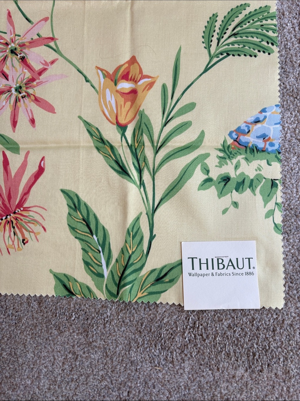 Thibaut Floral Botanical Fabric Swatch in Yellow and Green